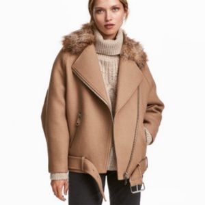 NWOT Never worn faux fur wool motorcycle jacket size 4